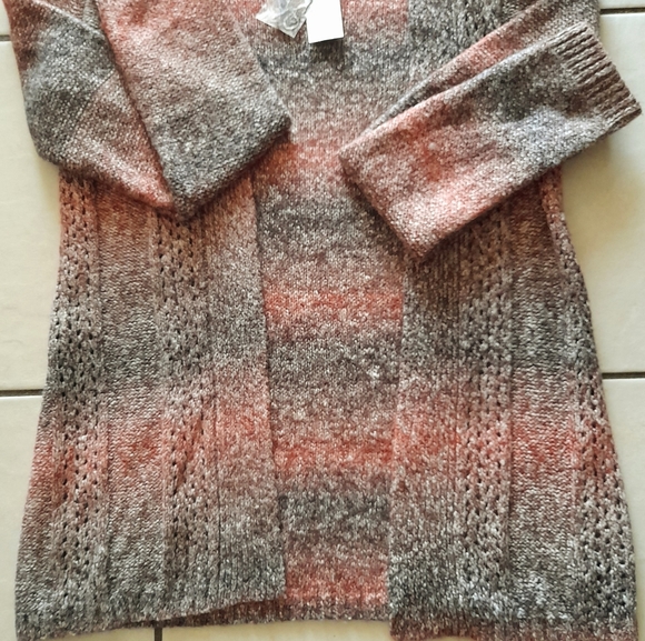Maurices Open Front Cardigan Peach/Gray Size M NWT - Picture 9 of 9